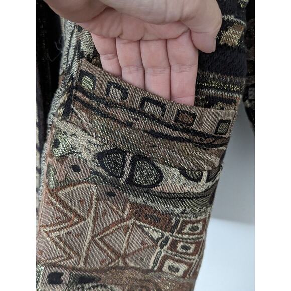 Vintage Leoniak Metallic Retro Knit Oversized Sweater Jacket Womens Size M - Picture 7 of 11